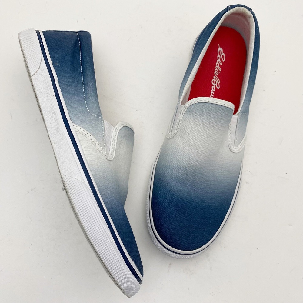Eddie Bauer Blue Ombre Canvas Slip On‎ Flat Fashion Sneakers Womens Size 9.5